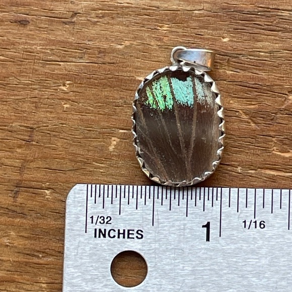 Reversible 925 Silver butterfly wing pendant genuine - Picture 4 of 5